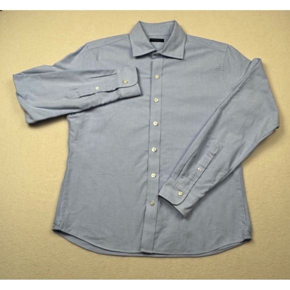 Proper Cloth‎ Blue Oxford Dress Shirt J. Markham Custom 100% Cotton Long Sleeve - Picture 2 of 7